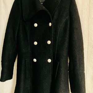 Guess Black Double-Breasted Pea Coat